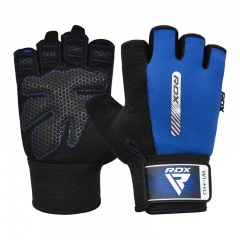 RDX Sports W1 Half-Finger Breathable Weight Lifting Gloves (Blue)